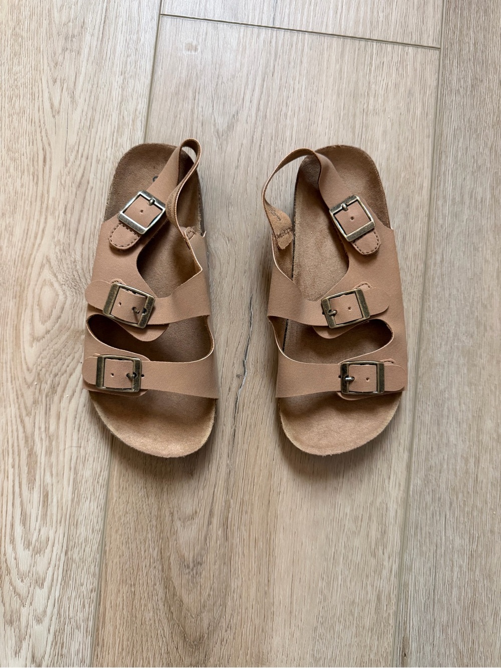 Old Navy Tan Triple Buckle Kids Sandals